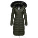 Navahoo Umay ladies long winter jacket with fur collar Olive-Gr.L