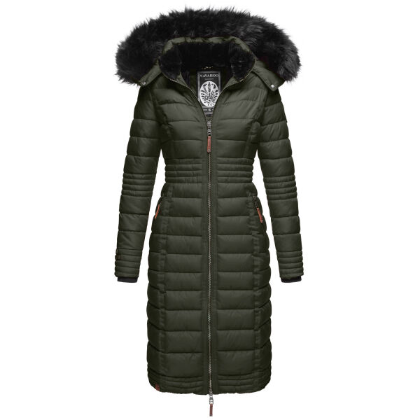 Navahoo Umay ladies long winter jacket with fur collar Olive-Gr.XL