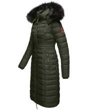 Navahoo Umay ladies long winter jacket with fur collar Olive-Gr.XL