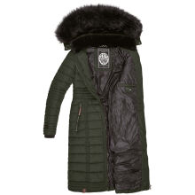 Navahoo Umay ladies long winter jacket with fur collar Olive-Gr.XL