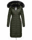 Navahoo Umay ladies long winter jacket with fur collar Olive-Gr.XL