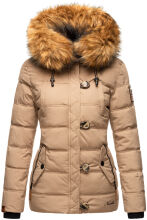 Navahoo Zoja Damen gesteppte Jacke mit Teddyfell Taupe Grey Gr&ouml;&szlig;e XS - Gr. 34