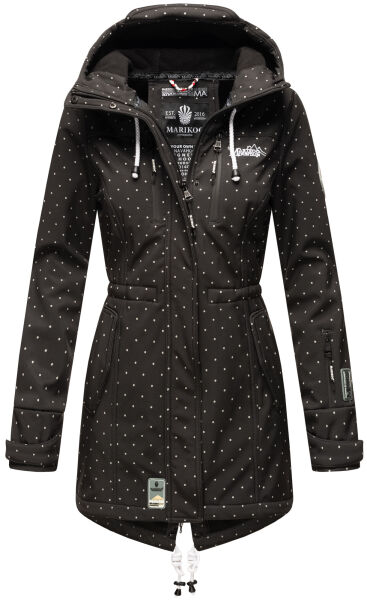 Marikoo Zimtzicke Damen lange Softshell Jacke Schwarz w.D. Größe S - Gr. 36