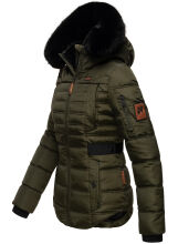 Navahoo Melikaa ladies winter jacket with faux fur collar & hood Olive-Gr.XS