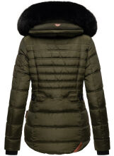Navahoo Melikaa ladies winter jacket with faux fur collar & hood Olive-Gr.XS