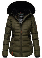 Navahoo Melikaa ladies winter jacket with faux fur collar & hood Olive-Gr.XS