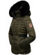 Navahoo Melikaa ladies winter jacket with faux fur collar & hood Olive-Gr.XS