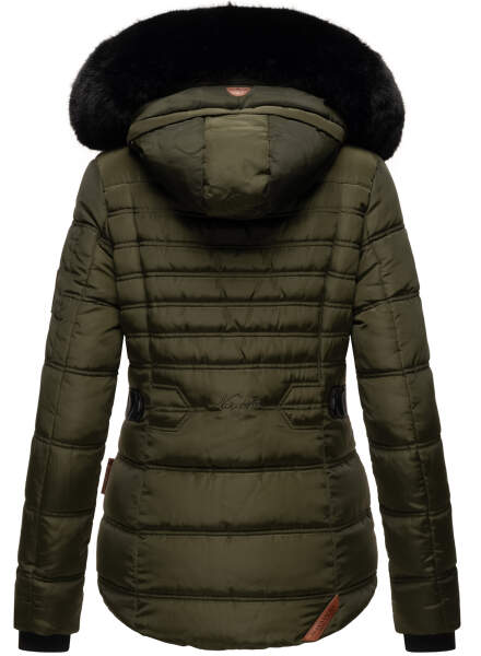 Navahoo Melikaa ladies winter jacket with faux fur collar & hood Olive-Gr.S