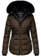 Navahoo Melikaa ladies winter jacket with faux fur collar & hood Chocolate-Gr.XS