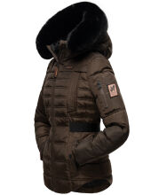 Navahoo Melikaa ladies winter jacket with faux fur collar & hood Chocolate-Gr.XS