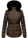 Navahoo Melikaa ladies winter jacket with faux fur collar & hood Chocolate-Gr.XS
