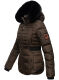 Navahoo Melikaa ladies winter jacket with faux fur collar & hood Chocolate-Gr.XS