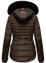 Navahoo Melikaa Damen Winterjacke mit Kunstfellkragen & Kapuze Chocolate-Gr.M