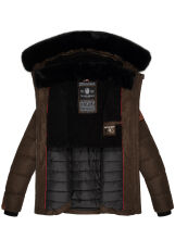 Navahoo Melikaa Damen Winterjacke mit Kunstfellkragen & Kapuze Chocolate-Gr.M