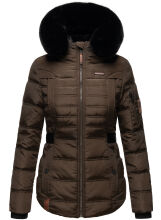 Navahoo Melikaa Damen Winterjacke mit Kunstfellkragen & Kapuze Chocolate-Gr.M