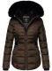 Navahoo Melikaa Damen Winterjacke mit Kunstfellkragen & Kapuze Chocolate-Gr.M