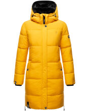 Marikoo Streliziaa Damen lange Winter Steppjacke Fellkragen Gelb-Gr.XS