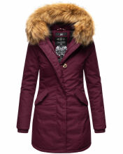 Marikoo Karmaa-Princess Damen Parka Winterjacke mit Fellkragen Weinrot-Gr.S