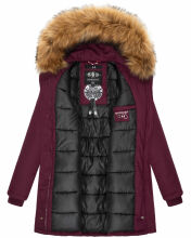 Marikoo Karmaa-Princess Damen Parka Winterjacke mit Fellkragen Weinrot-Gr.S