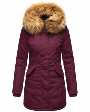 Marikoo Karmaa-Princess Damen Parka Winterjacke mit Fellkragen Weinrot-Gr.M