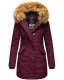 Marikoo Karmaa-Princess ladies parka winter jacket with fur collar Weinrot-Gr.M