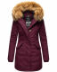 Marikoo Karmaa-Princess Damen Parka Winterjacke mit Fellkragen Weinrot-Gr.M