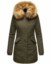 Marikoo Karmaa-Princess Damen Parka Winterjacke mit Fellkragen Olive-Gr.XS