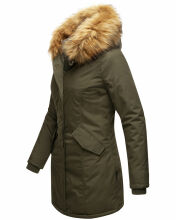 Marikoo Karmaa-Princess Damen Parka Winterjacke mit Fellkragen Olive-Gr.XS