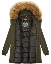 Marikoo Karmaa-Princess Damen Parka Winterjacke mit Fellkragen Olive-Gr.XS