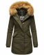 Marikoo Karmaa-Princess Damen Parka Winterjacke mit Fellkragen Olive-Gr.XS
