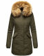 Marikoo Karmaa-Princess Damen Parka Winterjacke mit Fellkragen Olive-Gr.XS