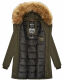 Marikoo Karmaa-Princess Damen Parka Winterjacke mit Fellkragen Olive-Gr.XS