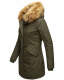 Marikoo Karmaa-Princess ladies parka winter jacket with fur collar Olive-Gr.M