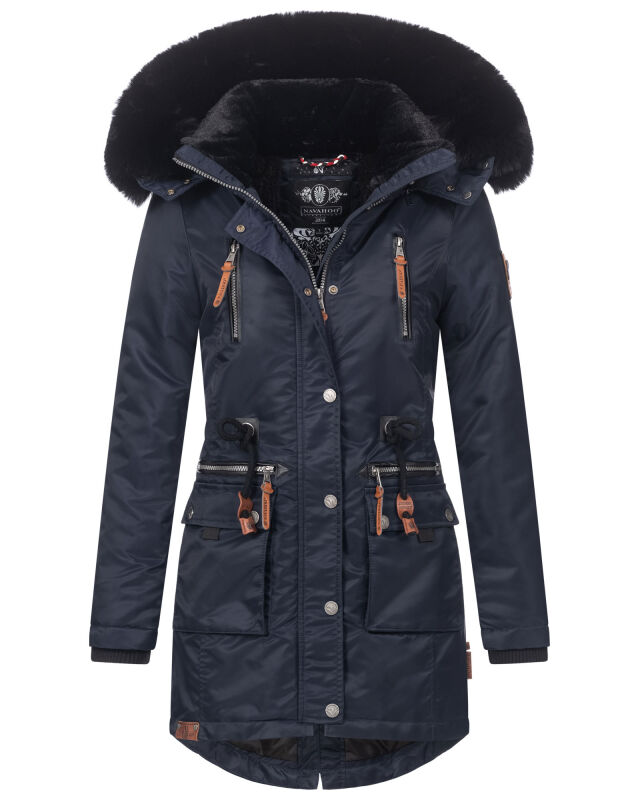 Navahoo Mangala Princess Damen Winter Parka Jacke TeddyfellNavy-Gr.M
