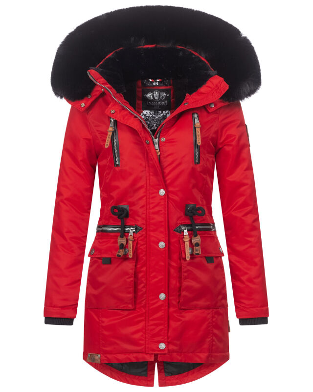 Navahoo Mangala Princess Damen Winter Parka Jacke TeddyfellRot-Gr.M