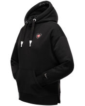 Navahoo Goldfee Damen Sweater mit Kapuze Pullover Sweatshirt Schwarz-Gr.L