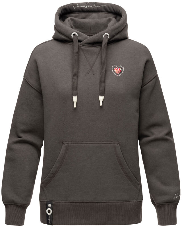 Navahoo Goldfee Damen Sweater mit Kapuze Pullover Sweatshirt Dunkelgrau