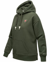 Navahoo Goldfee Damen Sweater mit Kapuze Pullover Sweatshirt Olive-Gr.S