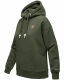 Navahoo Goldfee Damen Sweater mit Kapuze Pullover Sweatshirt Olive-Gr.S