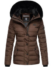 Navahoo Milianaa winter jacket quilted jacket lined hood faux fur Schoko Größe XS - Gr. 34