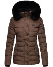 Navahoo Milianaa winter jacket quilted jacket lined hood faux fur Schoko Größe XS - Gr. 34