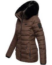 Navahoo Milianaa winter jacket quilted jacket lined hood faux fur Schoko Größe XS - Gr. 34