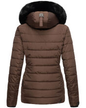 Navahoo Milianaa winter jacket quilted jacket lined hood faux fur Schoko Größe XS - Gr. 34