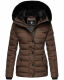 Navahoo Milianaa winter jacket quilted jacket lined hood faux fur Schoko Größe XS - Gr. 34