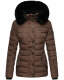 Navahoo Milianaa winter jacket quilted jacket lined hood faux fur Schoko Größe XL - Gr. 42