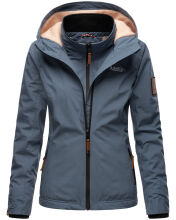 Marikoo Erdbeere Damen Übergangsjacke leicht gefüttert mit Kapuze Dusty Blue Größe L - Gr. 40