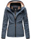 Marikoo Erdbeere Damen Übergangsjacke leicht gefüttert mit Kapuze Dusty Blue Größe L - Gr. 40