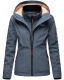 Marikoo Erdbeere Damen Übergangsjacke leicht gefüttert mit Kapuze Dusty Blue Größe L - Gr. 40