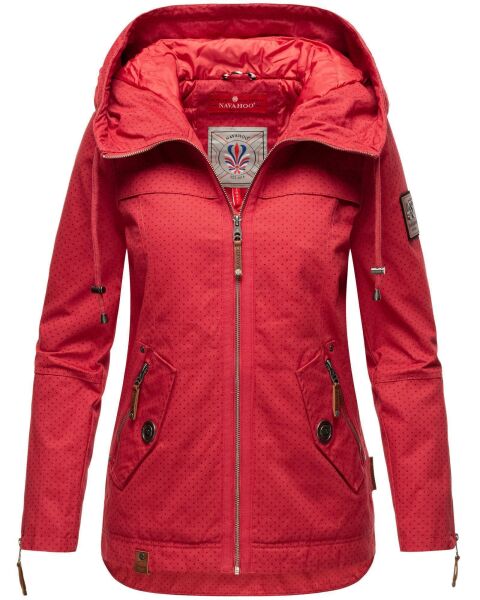Navahoo Wekoo Damen Übergangsjacke mit Kapuze Rot Muster Größe M - Gr. 38