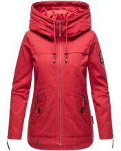 Navahoo Wekoo Damen Übergangsjacke mit Kapuze Rot Muster Größe M - Gr. 38